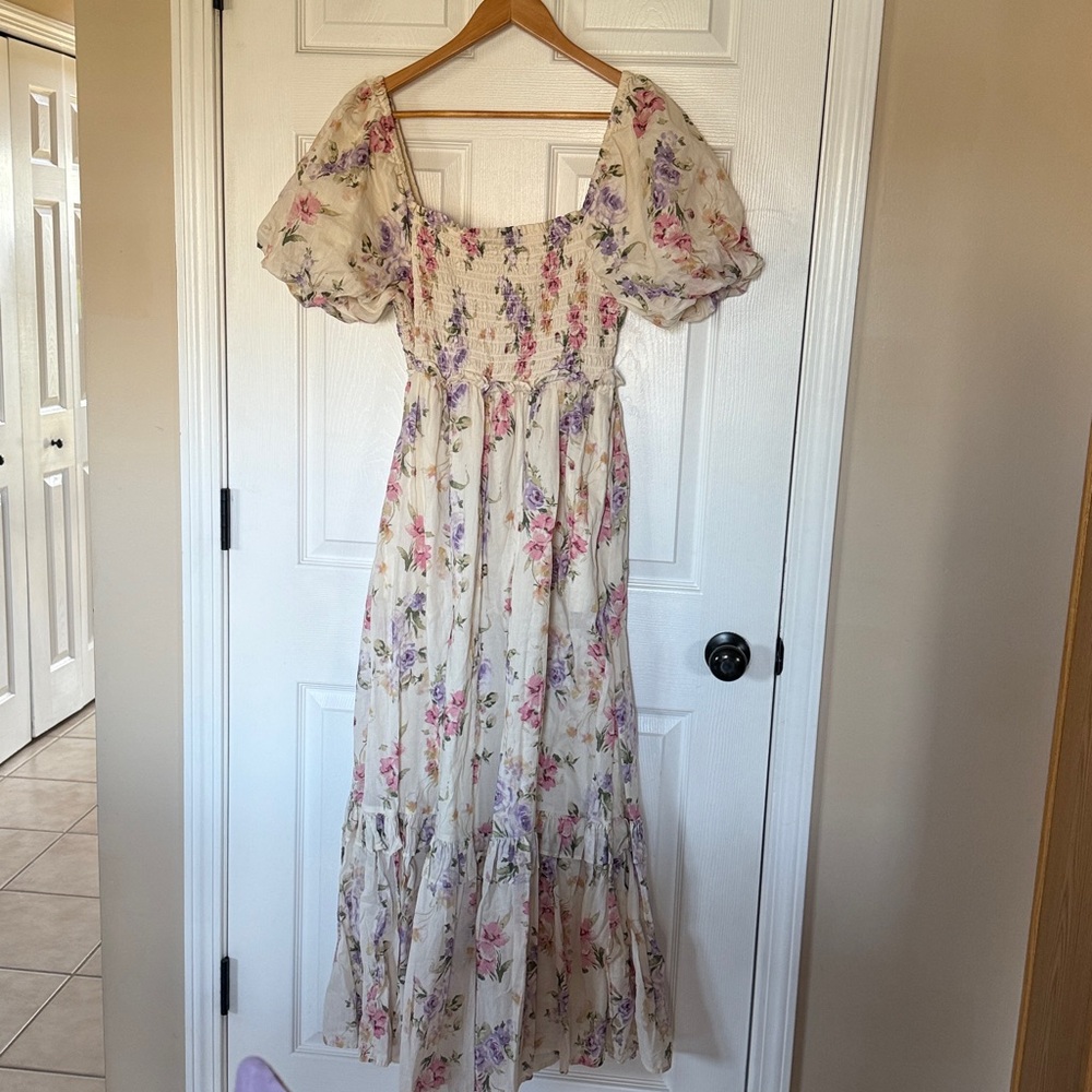 GAP x LoveShackFancy puff sleeve floral maxi dress withpockets and ruched bodice - Picture 2 of 6